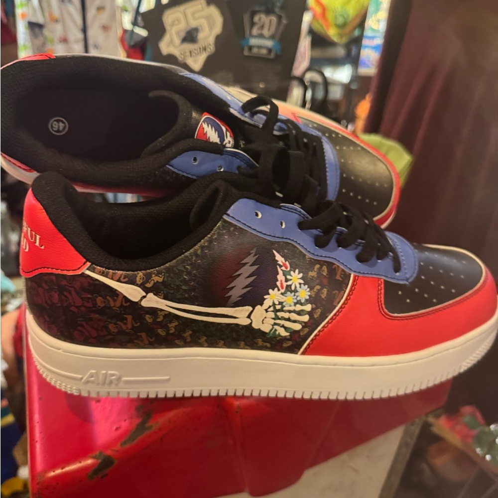 Nike Red and Blue Athletic Shoes with Iconic Design